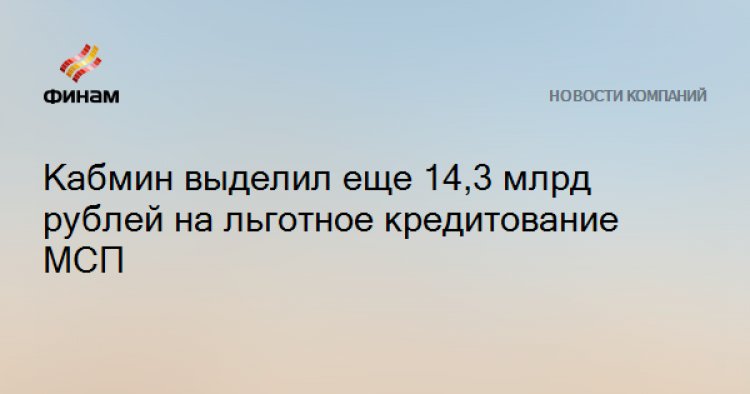 Кабмин выделил еще 14,3 млрд рублей на льготное кредитование МСП