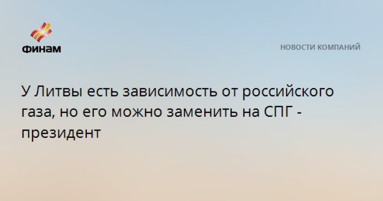 У Литвы есть зависимость от российского газа, но его можно заменить на СПГ - президент