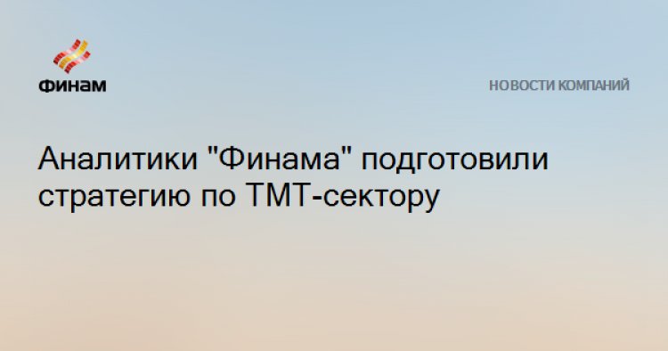 Аналитики "Финама" подготовили стратегию по ТМТ-сектору