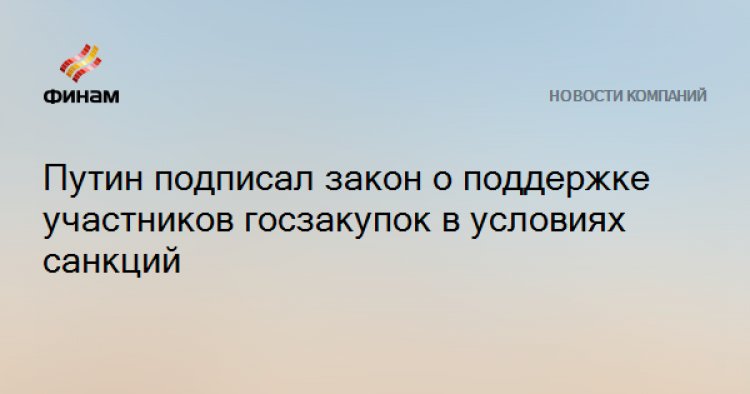 Путин подписал закон о поддержке участников госзакупок в условиях санкций