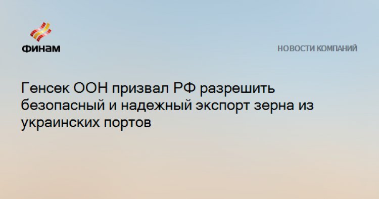 Генсек ООН призвал РФ разрешить безопасный и надежный экспорт зерна из украинских портов